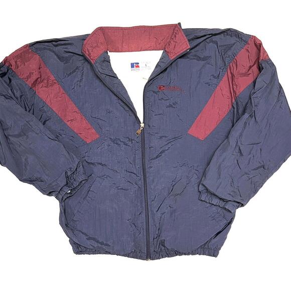 Russell Athletic Other - Vintage Russell Athletic Windbreaker Full Zip Jacket Navy Blue Maroon Track Sz L